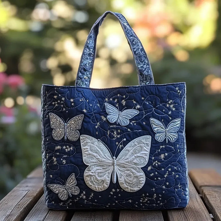 Zilveren Vlinder Tote Bag