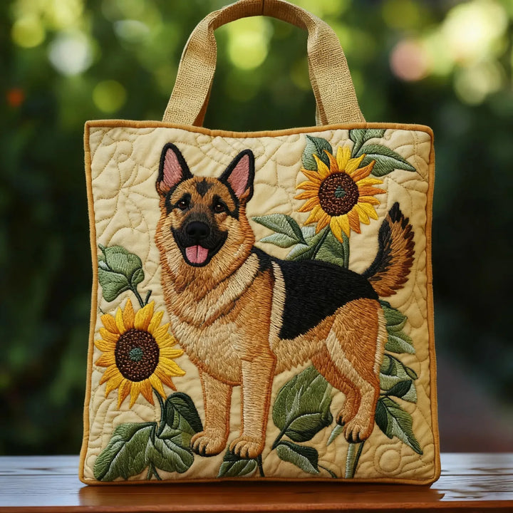 Duitse Herder met Bloemen Tote Bag