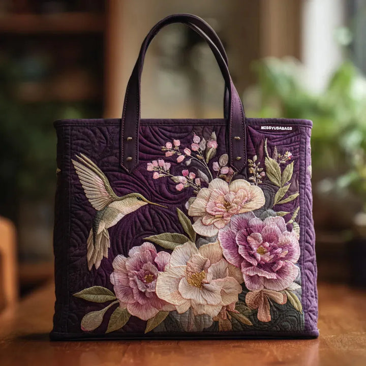 Paarse Kolibries & Orchideeën Tote Bag