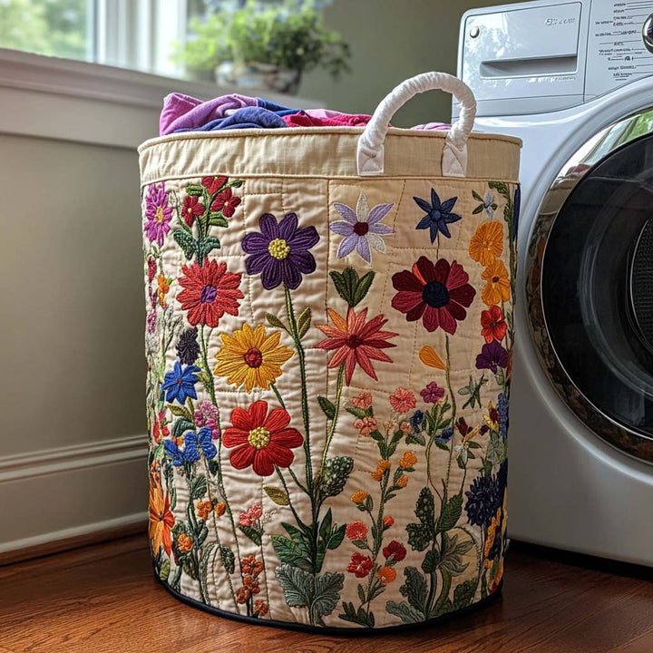 Kleurrijke bloemen - Handgemaakte Wasmand