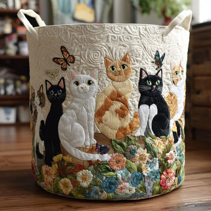 Vrolijke katten - Handgemaakte Wasmand