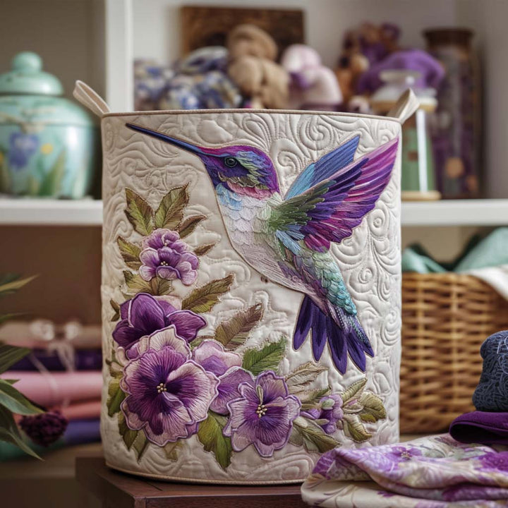 Kolibrie & Bloemen - Handgemaakte Wasmand