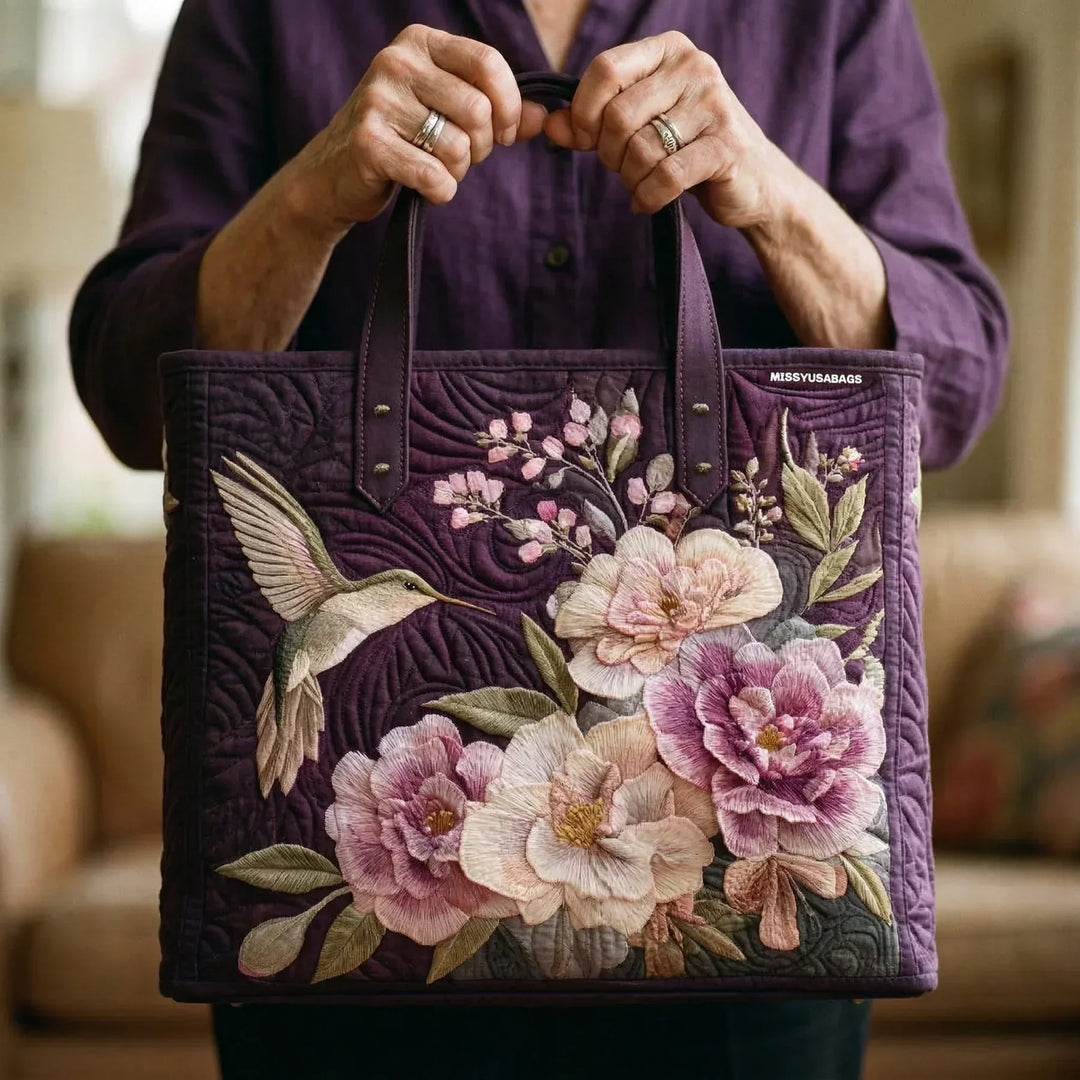 Paarse Kolibries & Orchideeën Tote Bag