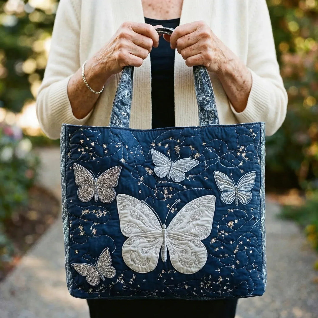 Zilveren Vlinder Tote Bag