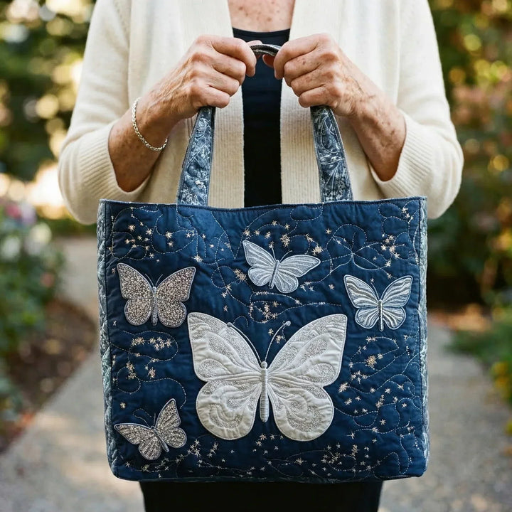 Zilveren Vlinder Tote Bag