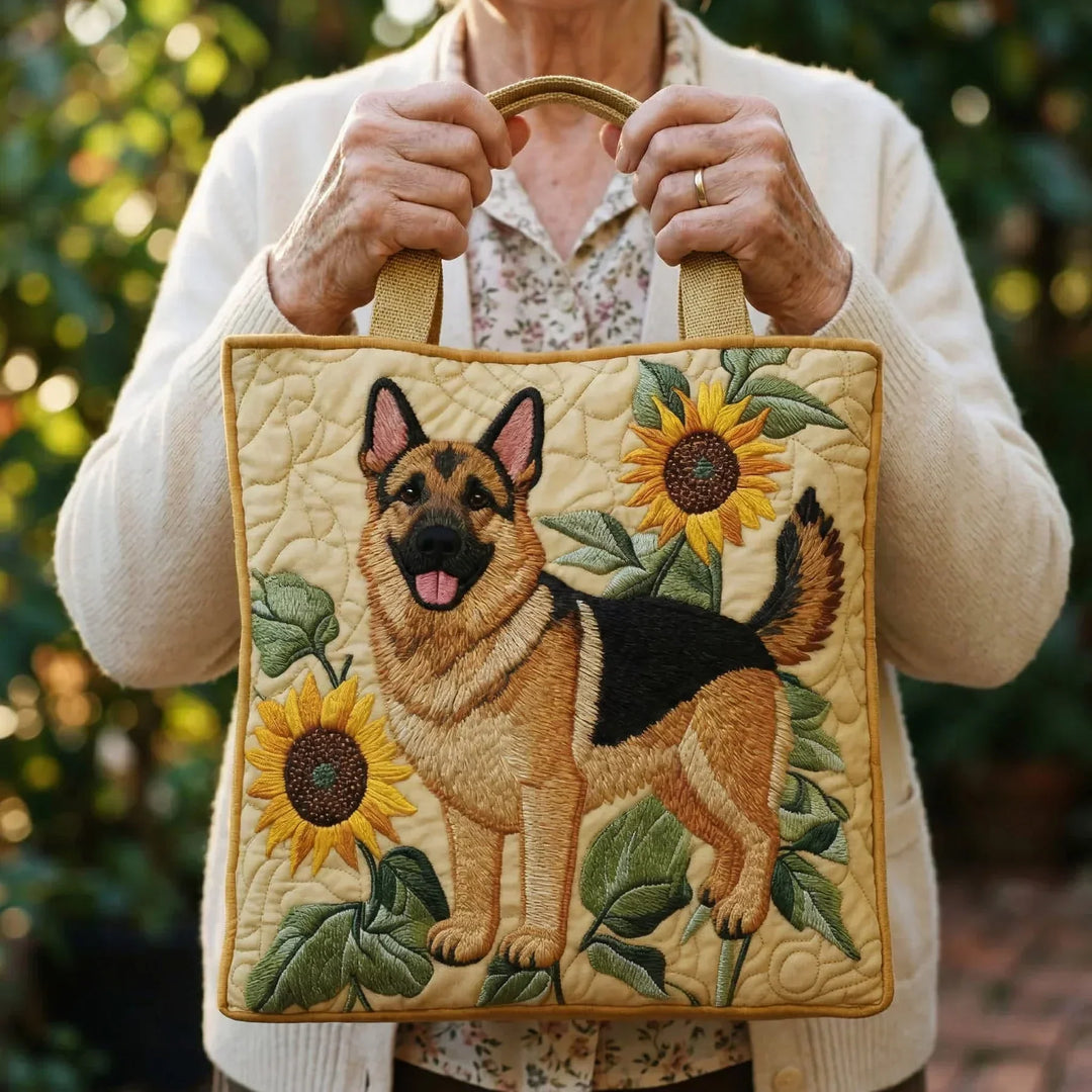 Duitse Herder met Bloemen Tote Bag